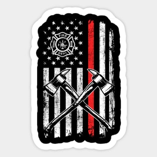 Firefighter T-Shirt Thin Red Line Firefighter American USA Flag Fireman Gift Sticker